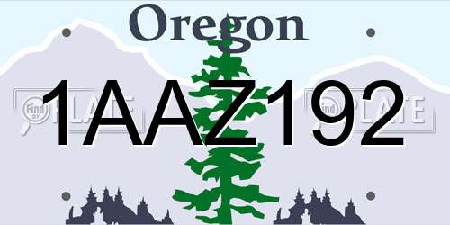1AAZ192 Oregon License Plate
