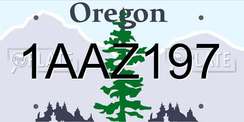 1AAZ197 Oregon License Plate