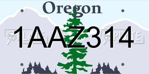 1AAZ314 Oregon License Plate