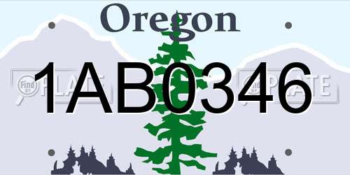 1AB0346 Oregon License Plate