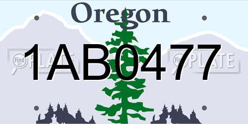 1AB0477 Oregon License Plate