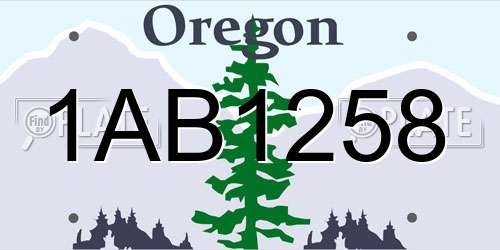 1AB1258 Oregon License Plate