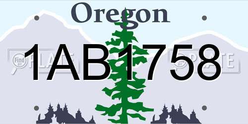 1AB1758 Oregon License Plate