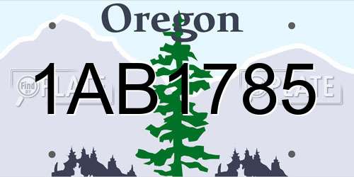1AB1785 Oregon License Plate