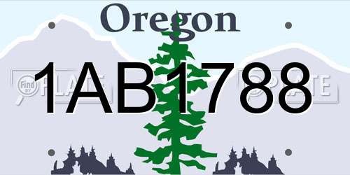 1AB1788 Oregon License Plate