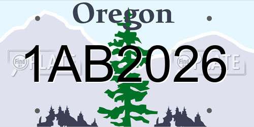 1AB2026 Oregon License Plate