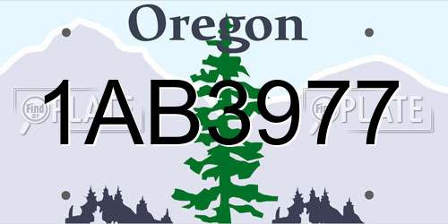 1AB3977 Oregon License Plate