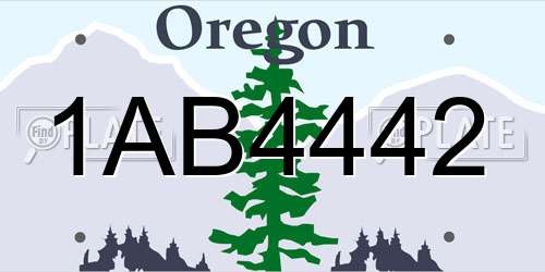 1AB4442 Oregon License Plate