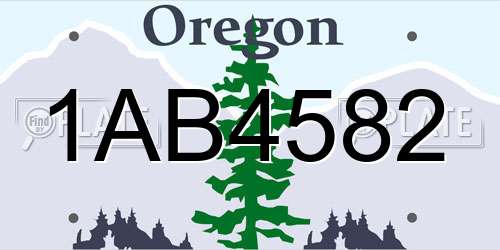 1AB4582 Oregon License Plate