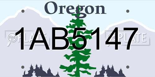 1AB5147 Oregon License Plate
