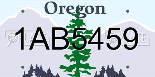 1AB5459 Oregon License Plate
