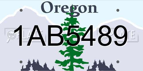 1AB5489 Oregon License Plate
