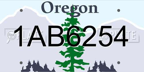 1AB6254 Oregon License Plate