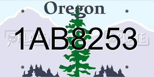 1AB8253 Oregon License Plate