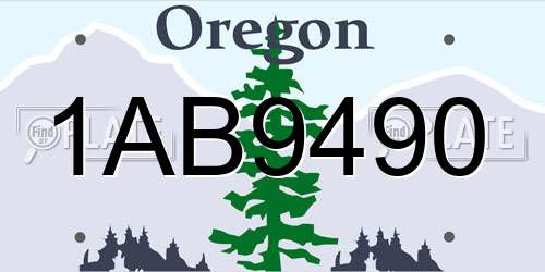 1AB9490 Oregon License Plate