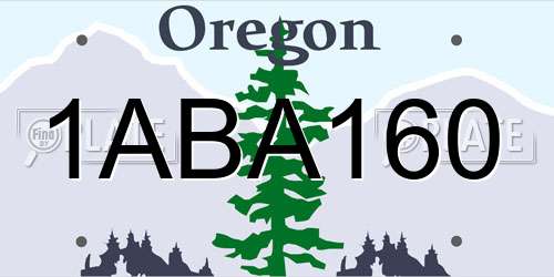 1ABA160 Oregon License Plate