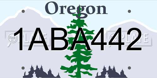 1ABA442 Oregon License Plate