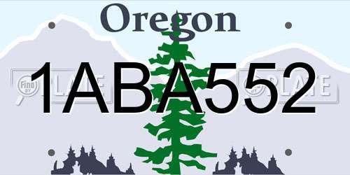 1ABA552 Oregon License Plate