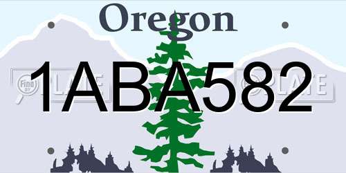 1ABA582 Oregon License Plate