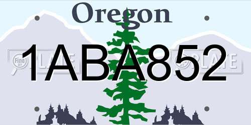 1ABA852 Oregon License Plate