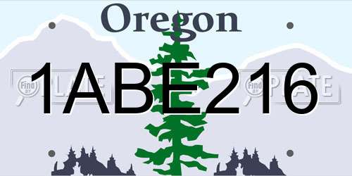 1ABE216 Oregon License Plate