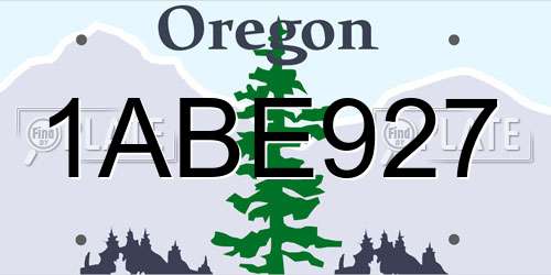 1ABE927 Oregon License Plate