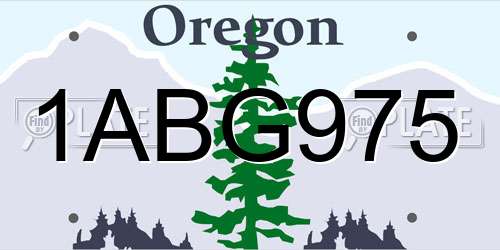 1ABG975 Oregon License Plate