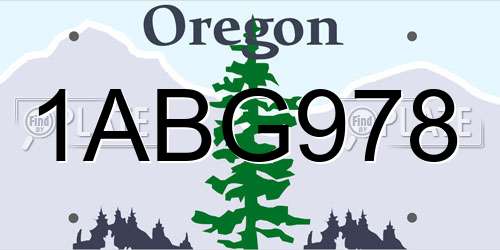 1ABG978 Oregon License Plate