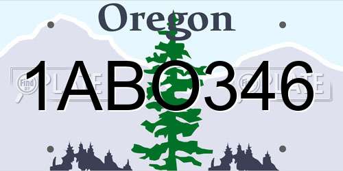 1ABO346 Oregon License Plate