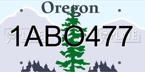 1ABO477 Oregon License Plate
