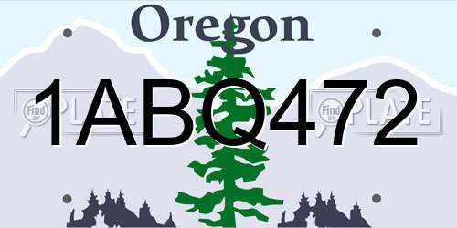 1ABQ472 Oregon License Plate