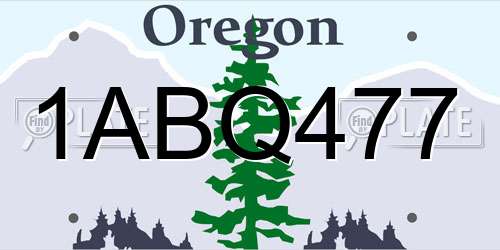 1ABQ477 Oregon License Plate