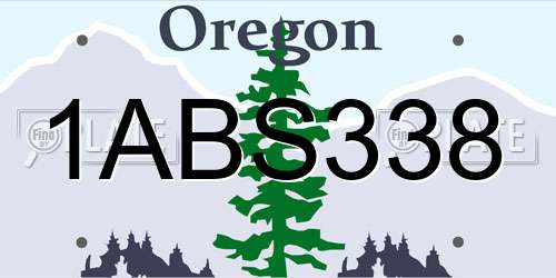 1ABS338 Oregon License Plate