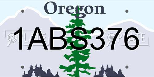 1ABS376 Oregon License Plate