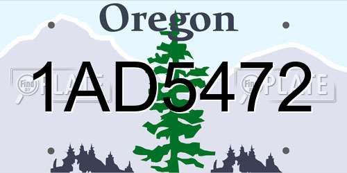 1AD5472 Oregon License Plate