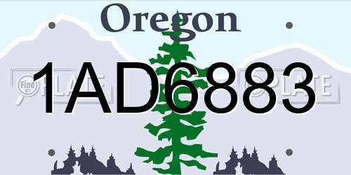 1AD6883 Oregon License Plate