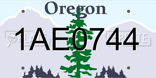 1AE0744 Oregon License Plate
