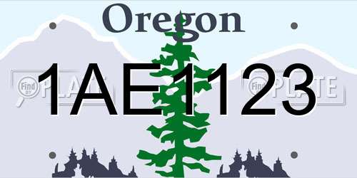 1AE1123 Oregon License Plate