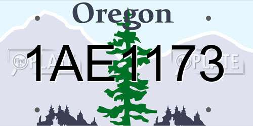 1AE1173 Oregon License Plate