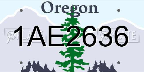 1AE2636 Oregon License Plate
