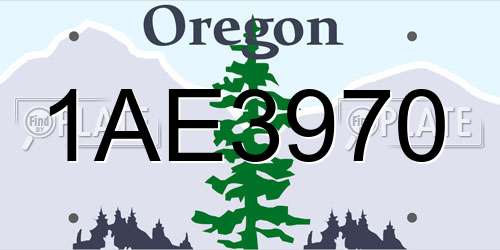1AE3970 Oregon License Plate