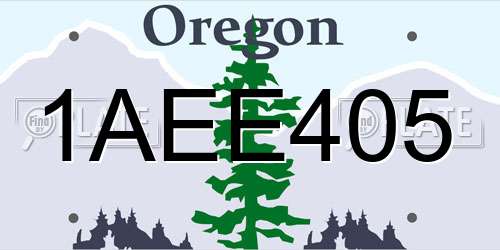 1AEE405 Oregon License Plate