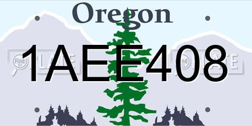 1AEE408 Oregon License Plate