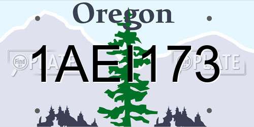 1AEI173 Oregon License Plate