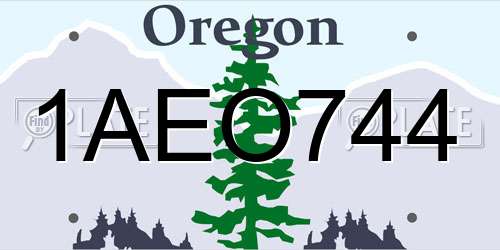1AEO744 Oregon License Plate