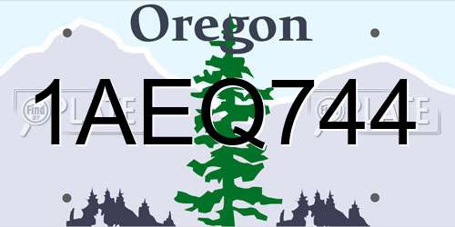 1AEQ744 Oregon License Plate
