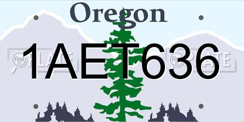 1AET636 Oregon License Plate