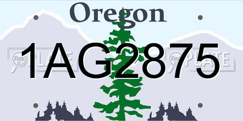 1AG2875 Oregon License Plate