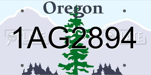 1AG2894 Oregon License Plate