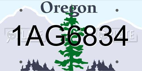 1AG6834 Oregon License Plate